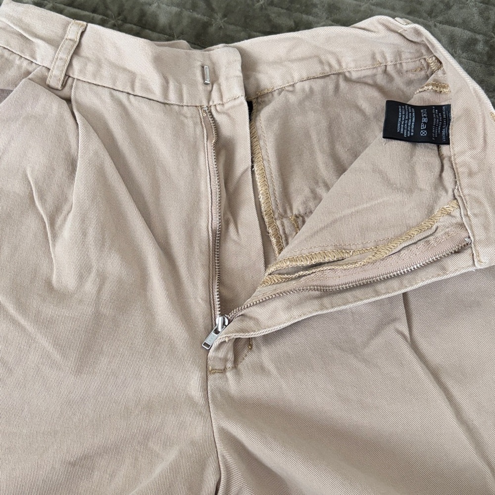 Lazy Oaf Checkered Stripe Wide Leg Khaki Track Pants Trousers size 24 - Picture 7 of 13